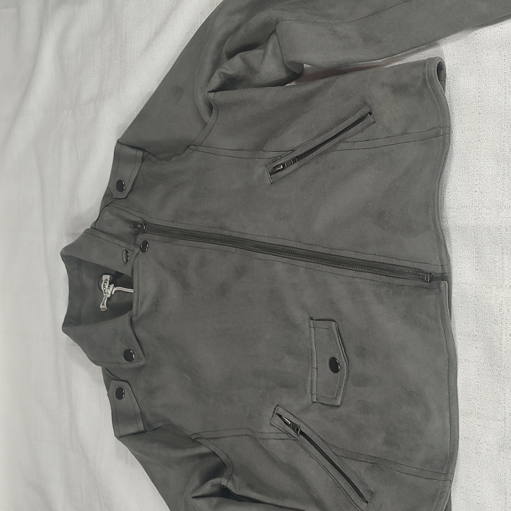 Rag Poets Soft Gray Polyester Spandex Night Out Jacket Coat Zip Up Size Small - Picture 2 of 11